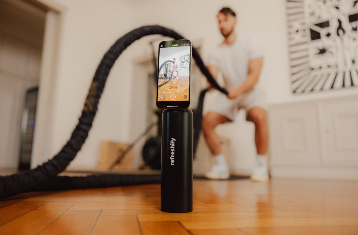 Refreshify Edelstahl Wasserflasche + Gratis Magnet Booster Ring