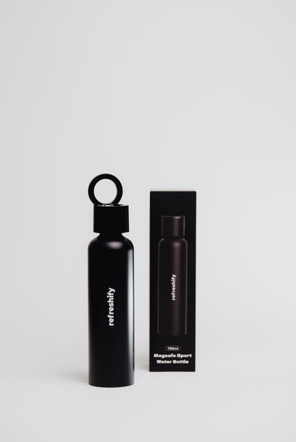 Refreshify Edelstahl Wasserflasche + Gratis Magnet Booster Ring